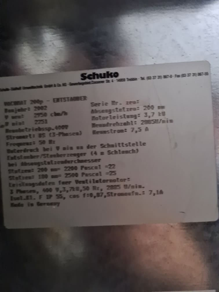 Used SCHUKO VACOMAT 200 P - 2002