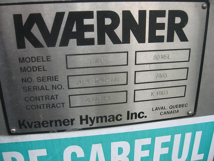 Used KVAERNER HYMAC MDL. 80-MSL TWI WIRE DEWATERING BELT PRESS, MEDIUM PRESSURE