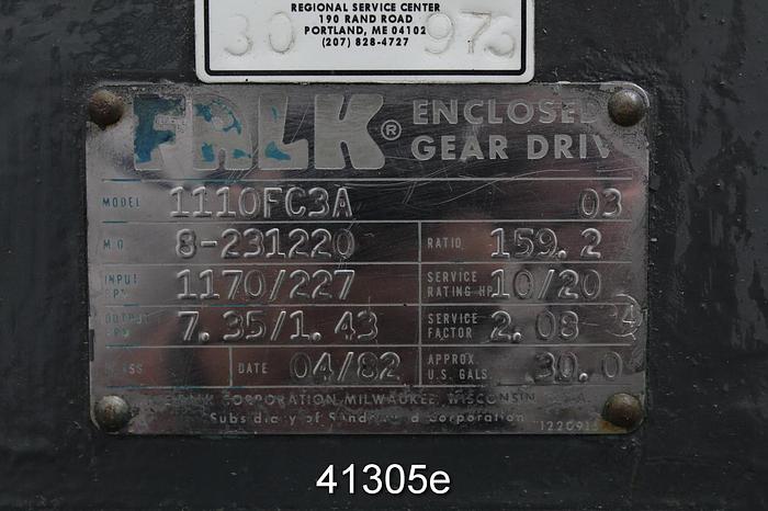 Used Falk 1110FC3A Gear Box, 159.2/1 Ratio #41305