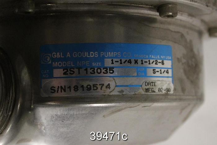 Used Goulds NPE 1-1/4x1-1/2x6 Pump, with 2 HP Motor, Cat. No 2ST13035 #39471
