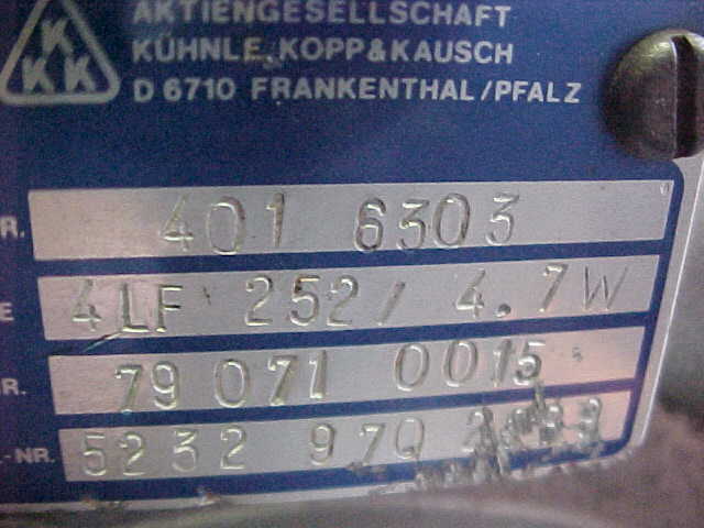 Used KKK 4LF-252-4.7