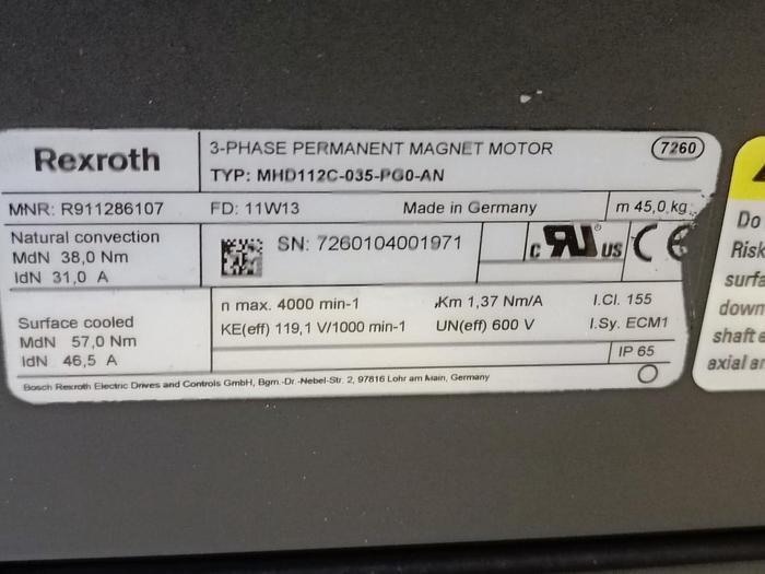 Synchronmotor, MHD112C-035-PG0-AN, R911286107, Rexroth neu