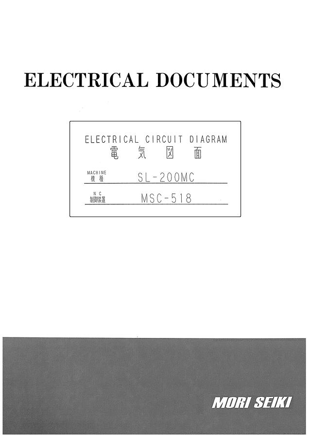 Used Manual for Used Mori Seiki Machine Model SL-200MC (NC MSC-518) Electrical Circuit Diagram – Electrical Documents