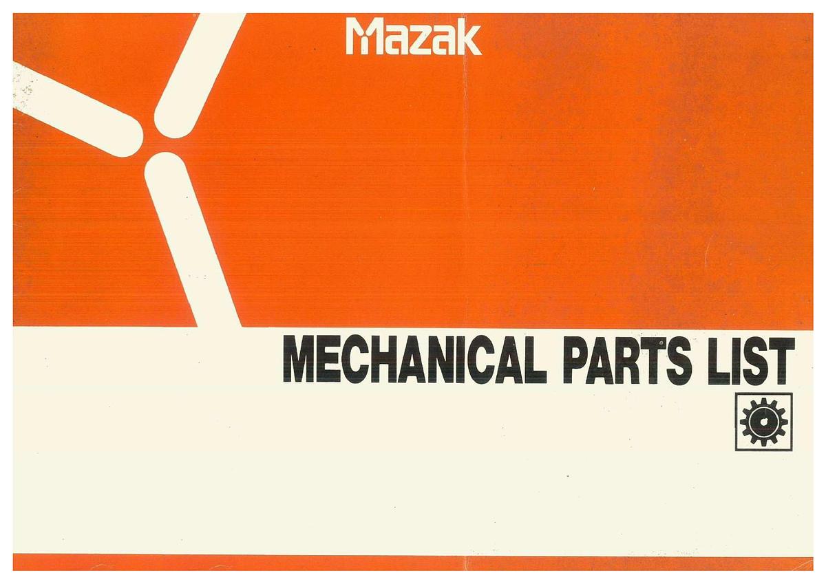 Used Manual for Used Mazak Machine Chucker & Universal Quick Turn 8N – Parts List