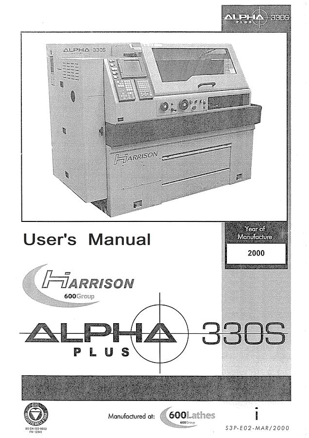 Used Manual for Used Harrison Alpha Plus 330S – User's Manual