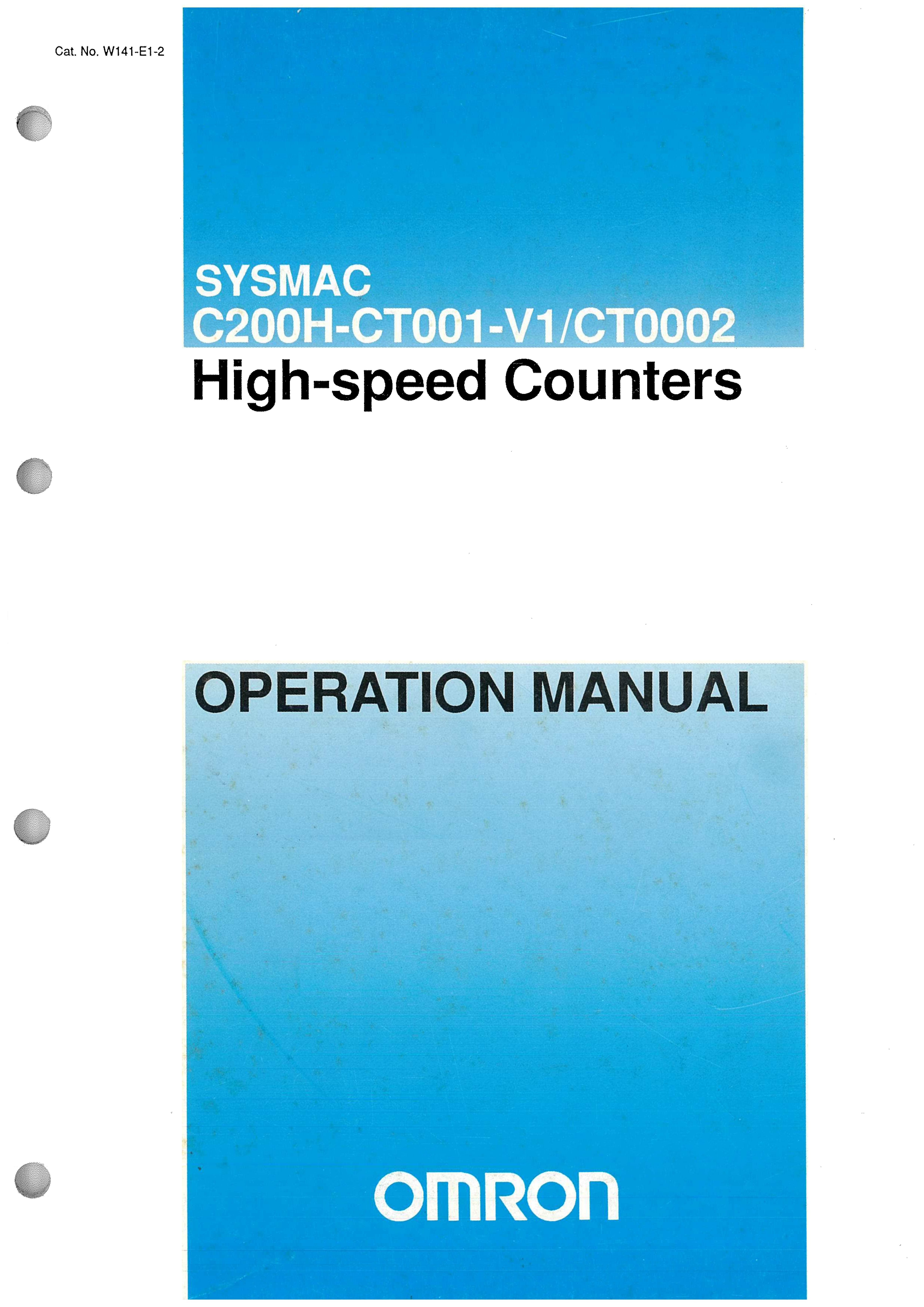 Used Manual for Used Omron Sysmac High-Speed CountersC200H-CT001-V1/CT0002 – Operation Manual