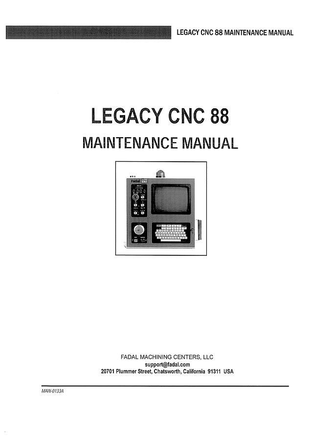 Used Manual for Used Fadal Machine Legacy CNC 88 – Maintenance Manual
