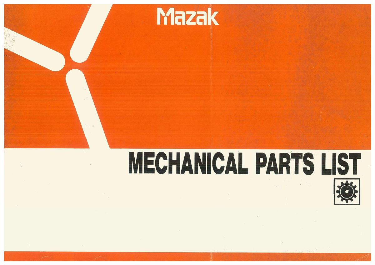 Used Manual for Used Mazak Machining Centers FJV-250 – Mechanical Parts List