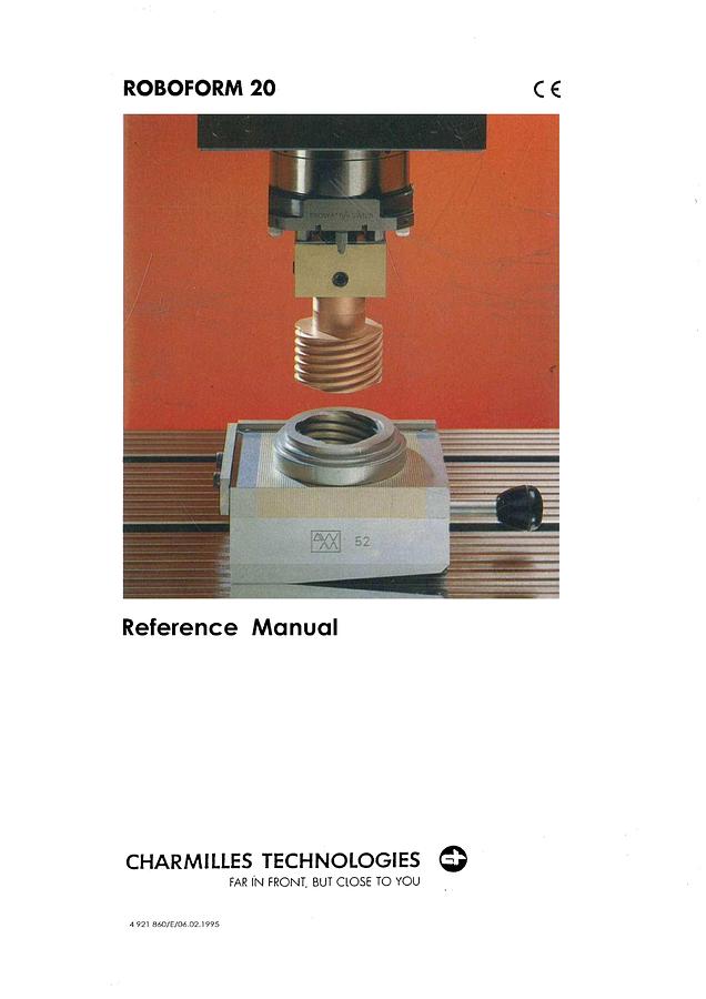 Used Manual for Used Charmilles Machine Roboform 20 – Reference Manual