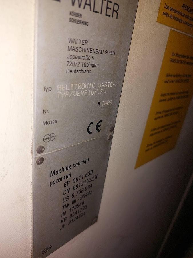 Used Refurbished Walter Helitronic Basic-F Tool Grinding