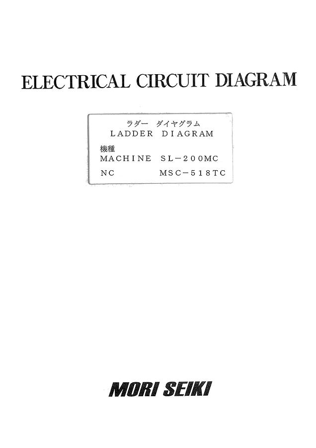 Used Manual for Used Mori Seiki Machine SL-200MC (MSC-518TC) Ladder Diagram – Electrical Circuit Diagram