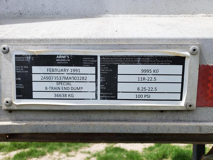 Used 1991 26' Fruehauf End Dump Trailer