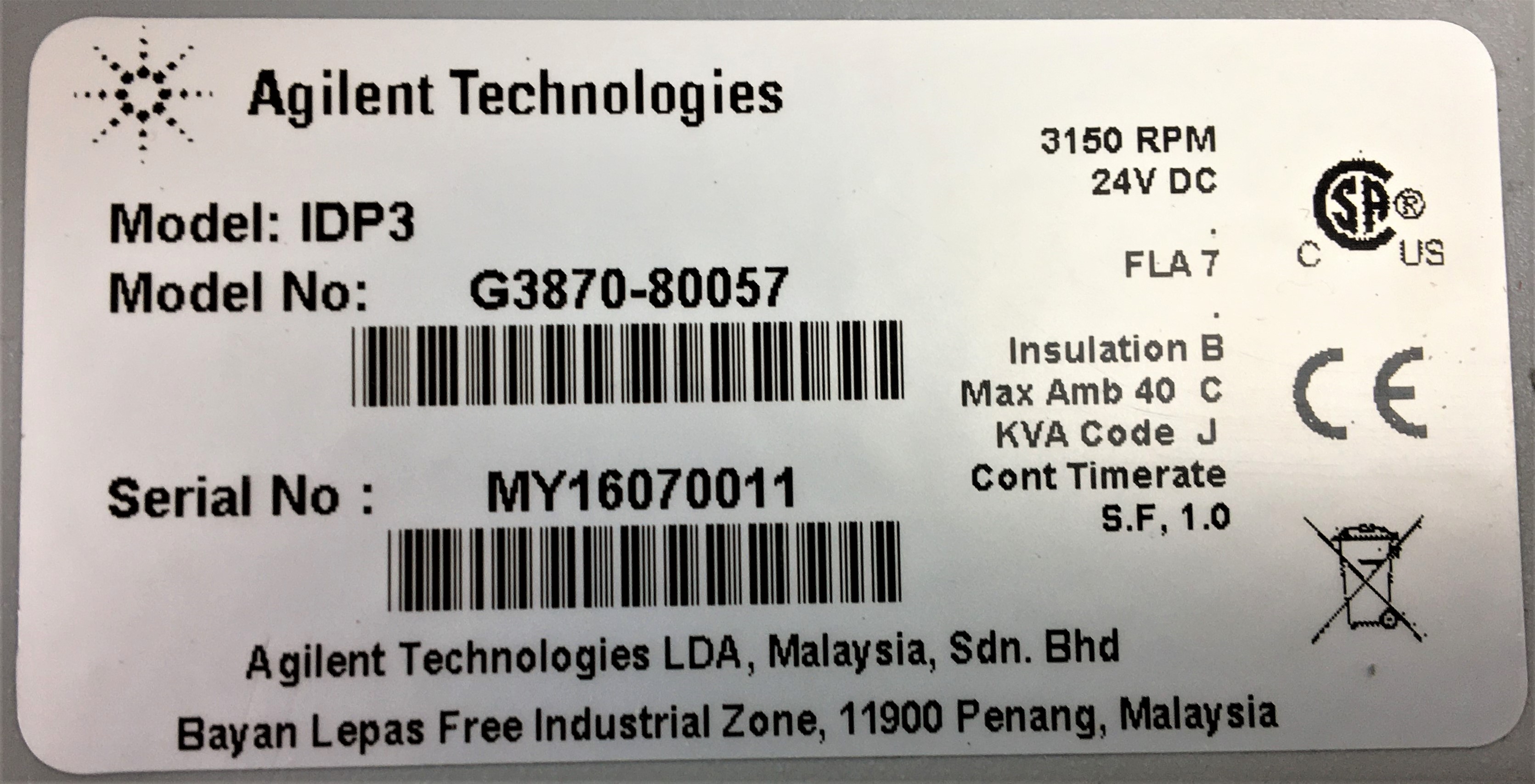 Used Agilent IDP-3 Dry Scroll Vacuum Pump with Intake Valve and Power Supply - 2.1 CFM
