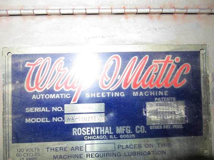 Used 60" ROSENTHAL SHEETER WRAP-O-MATIC MDL. WA-S-5-UZTLVA WITH COUNTER