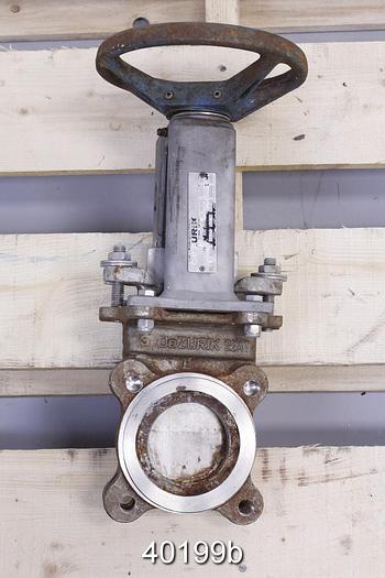 Used Dezurik 3" Hand Operated Knife Gate Valve, Stainless Steel #40199
