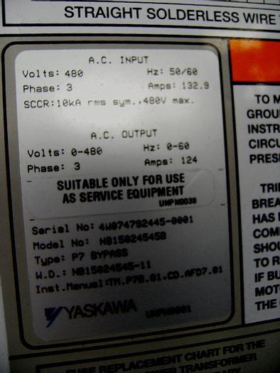 Used Motor, 100 HP, Yaskawa, Vari Speed, 480 volt (2) #S740325