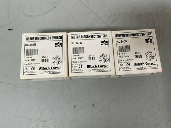 Used Altech Corp Katko KU340N 3-Pole Motor Disconnect Switch 40A/600V