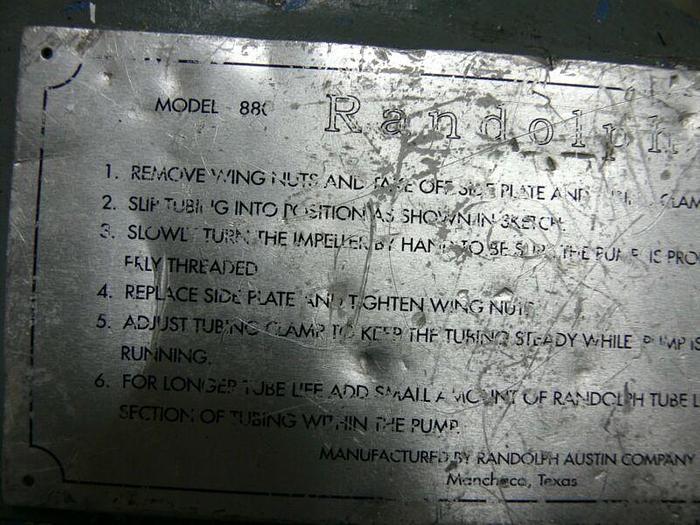 Used Randolph Peristaltic Hose Pump Model 880 w/ Baldor VWDM3558T Washdown Motor