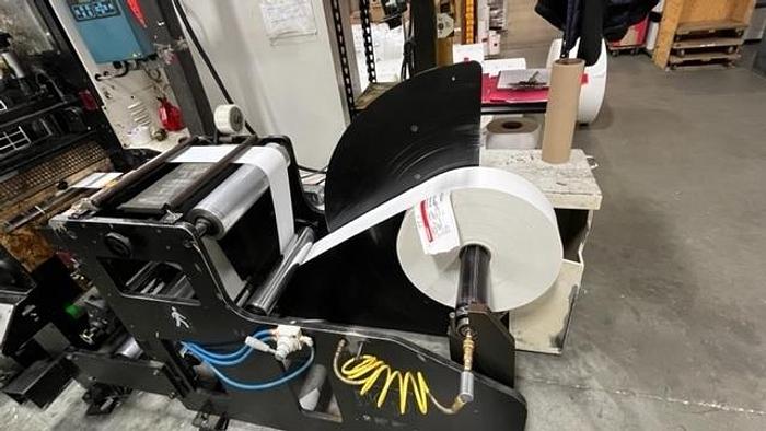 Used 13" WIDE ROTOFLEX SLITTER REWINDER WITH 2 STATION DIE CUTTING