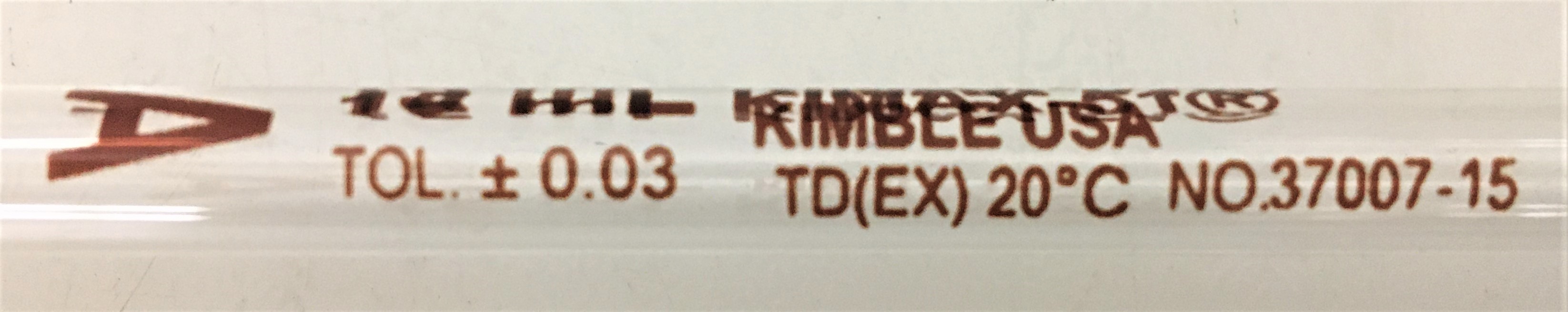 New Open Box Kimble 37007-15 KIMAX-51 Volumetric Pipet, Class A - 15mL (Box of 5)