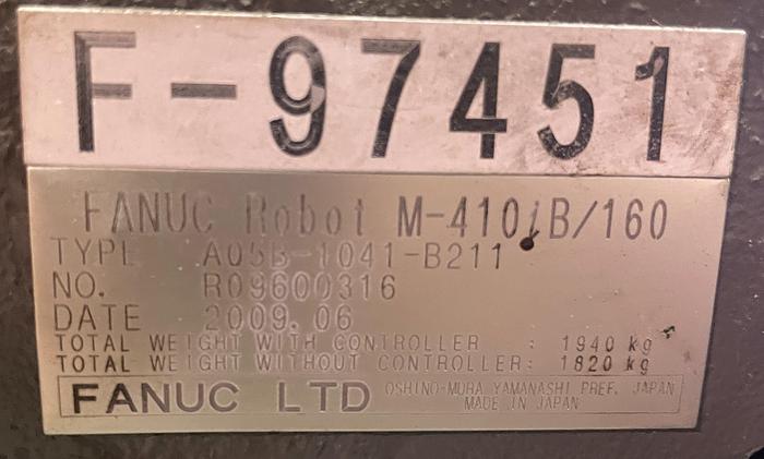 Used FANUC M410iB/160 PALLETIZING ROBOT WITH R30iA CONTROLLER