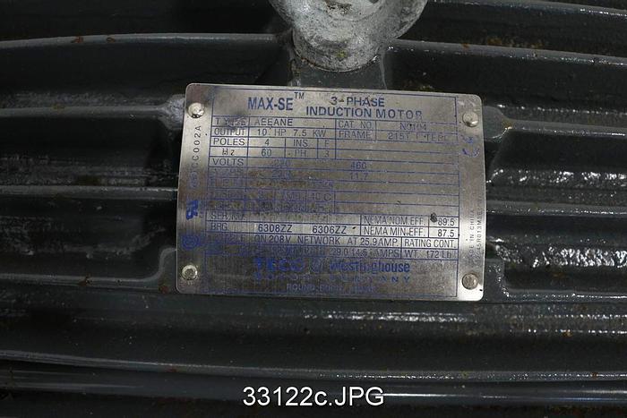 Used Westinghouse 10Hp, 1745RPM, 460Volts  AC Motor #33122