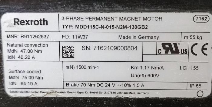 Sychronmotor mit Kugelgewindetrieb, MDD115C-N-015-N2M-130GB2, Rexroth, neuwertig