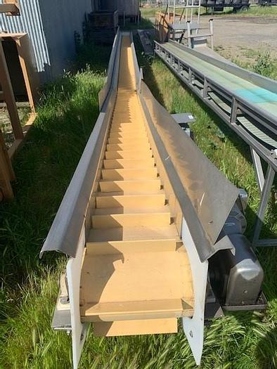 Used 12" Wide x 39.5' Cleated Sanitary Incline Conveyor