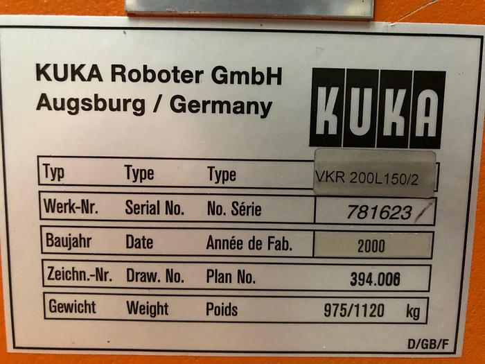 Gebraucht 2000 INDUSTRIEROBOTER KUKA VKR 200L 150/2
