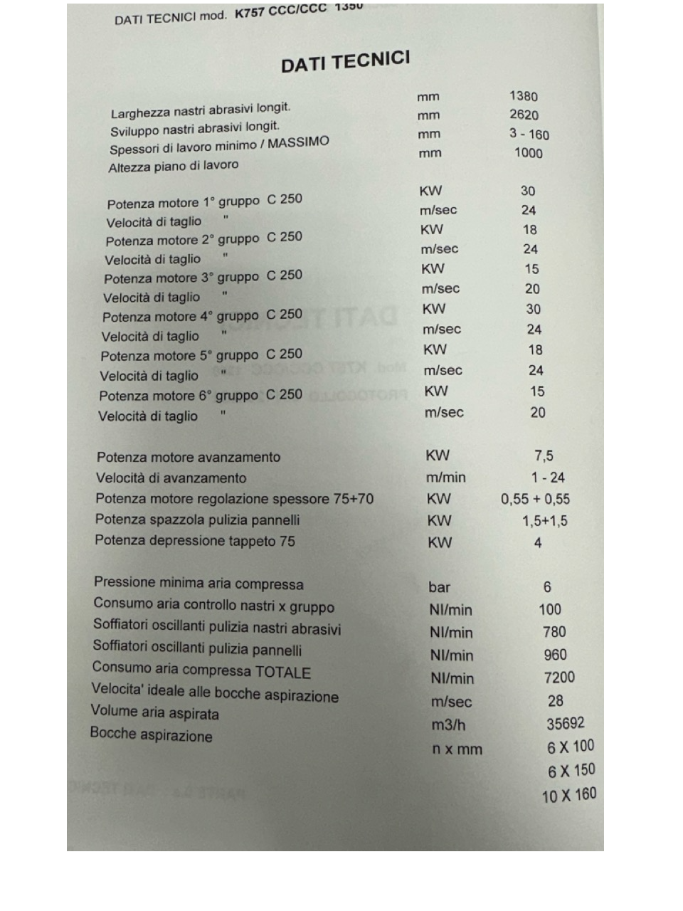 Usato 1999 Costa K757 CCC CCC 1350 Linea di calibratura a 3 rulli superiori e 3 rulli inferiori, larghezza tappeto mm. 1350
