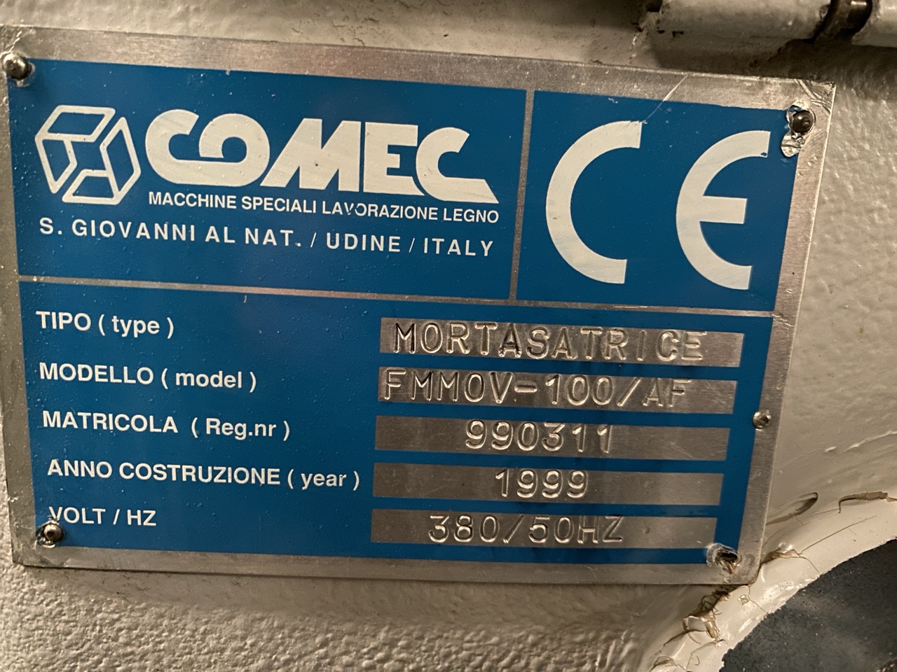 Usato 1999 Comec FMMOV-100/AF Mortasatrice a 2 banchi con caricatore automatico