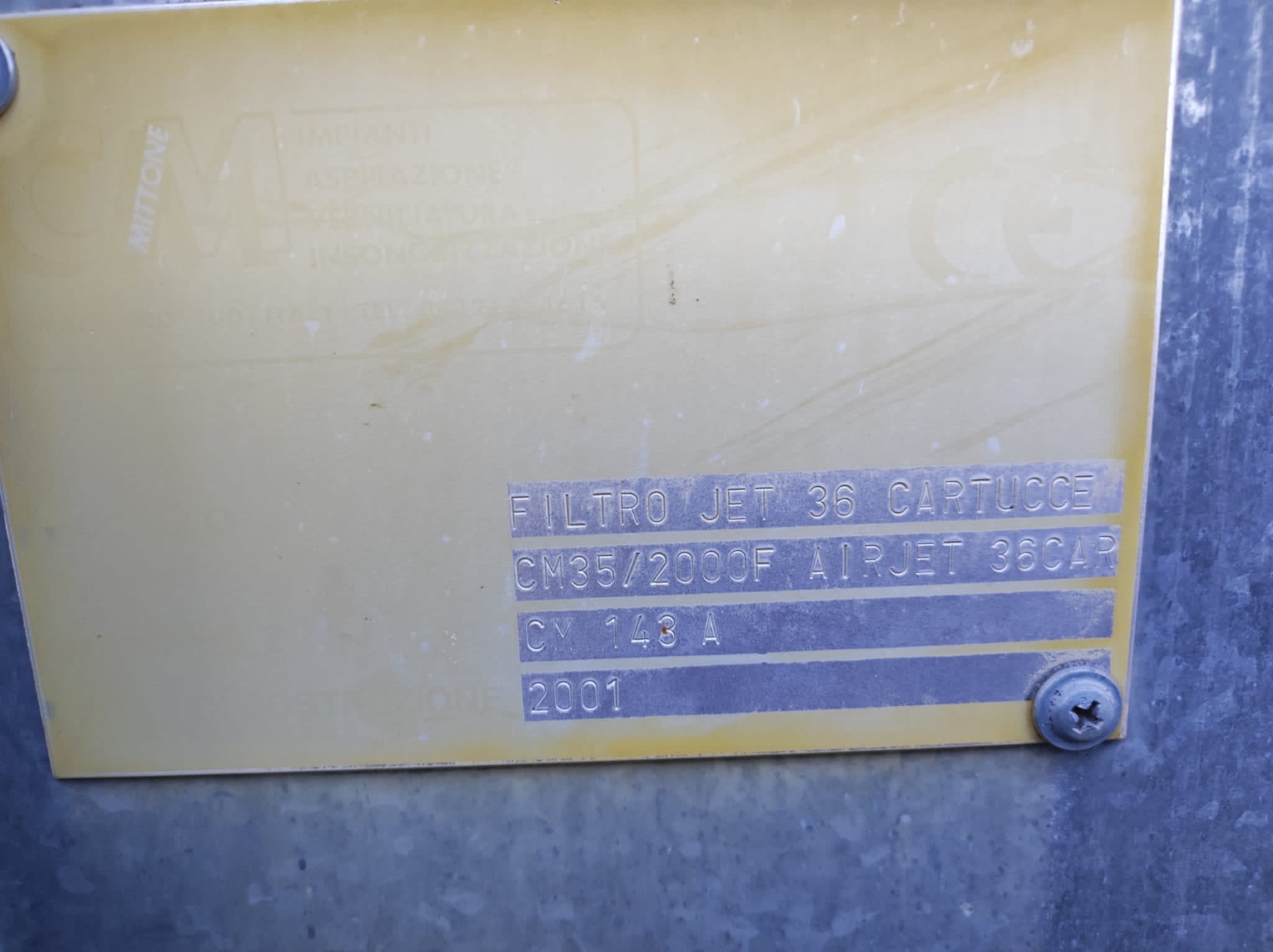 Usato Sottostazione filtrante per polveri di carteggio, marca CM, modello AIRJET 36 Cartucce