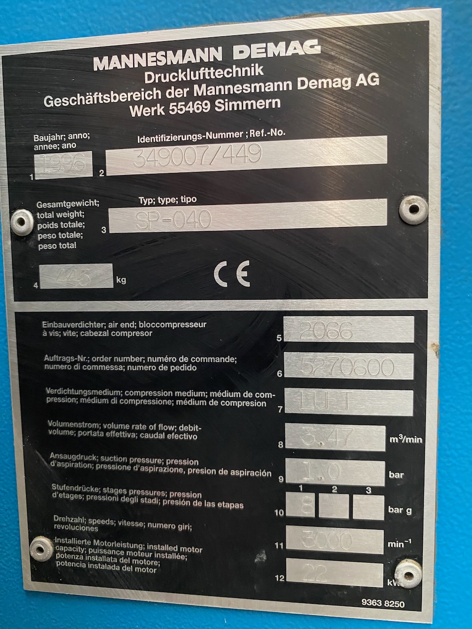 Usato Mannesmann Spinrt 40 Compressore Kw. 22