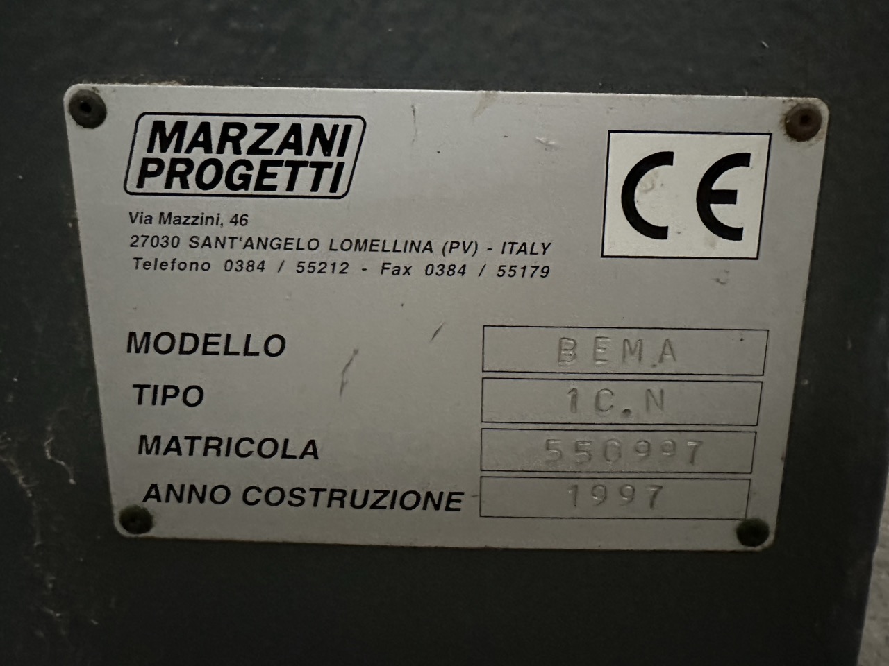 Usato 1997 Bedanatrice automatica (Scalpello mortasatore automatico) marca Marzani, modello BEMA, tipo 1C.N