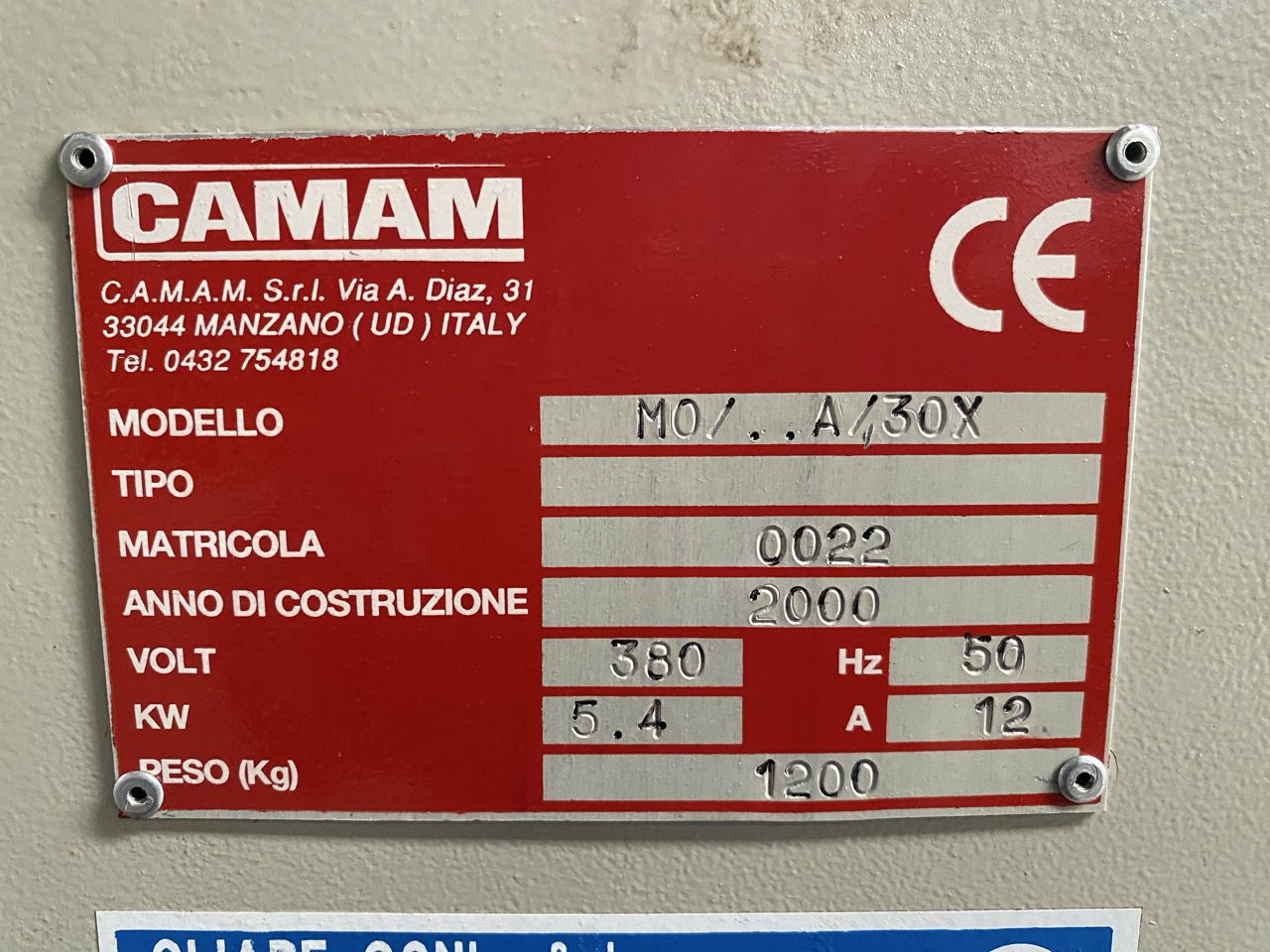 Usato Camam MO/..A/30X Mortasatrice oscillante doppia inclinabile