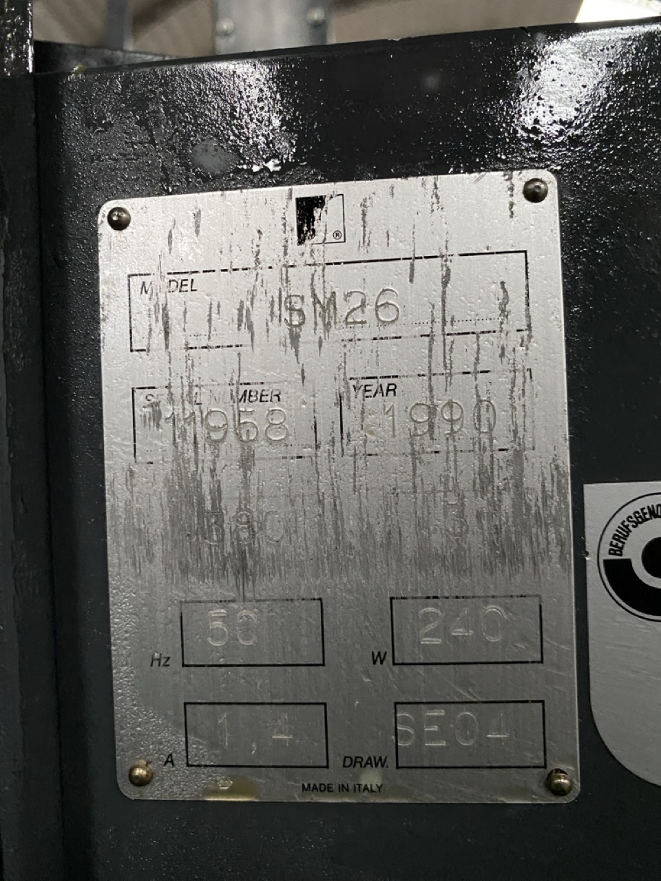 Usato Siat SM26 Scocciatrice superiore e inferiore completa di rulliere di carico e scarico.