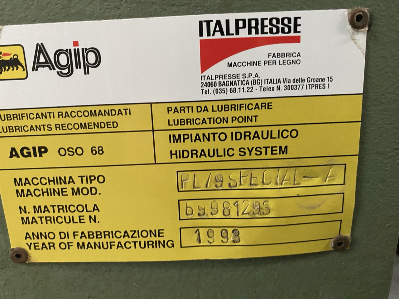 Usato Italpresse Pressa per listellare modello PL/9 Special A