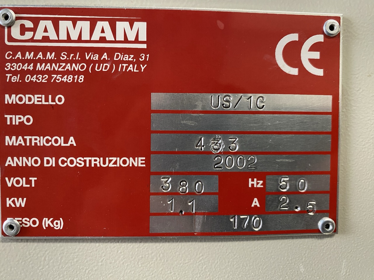 Usato 2002 Camam US/1C Uguagliatrice per gambe di sedia