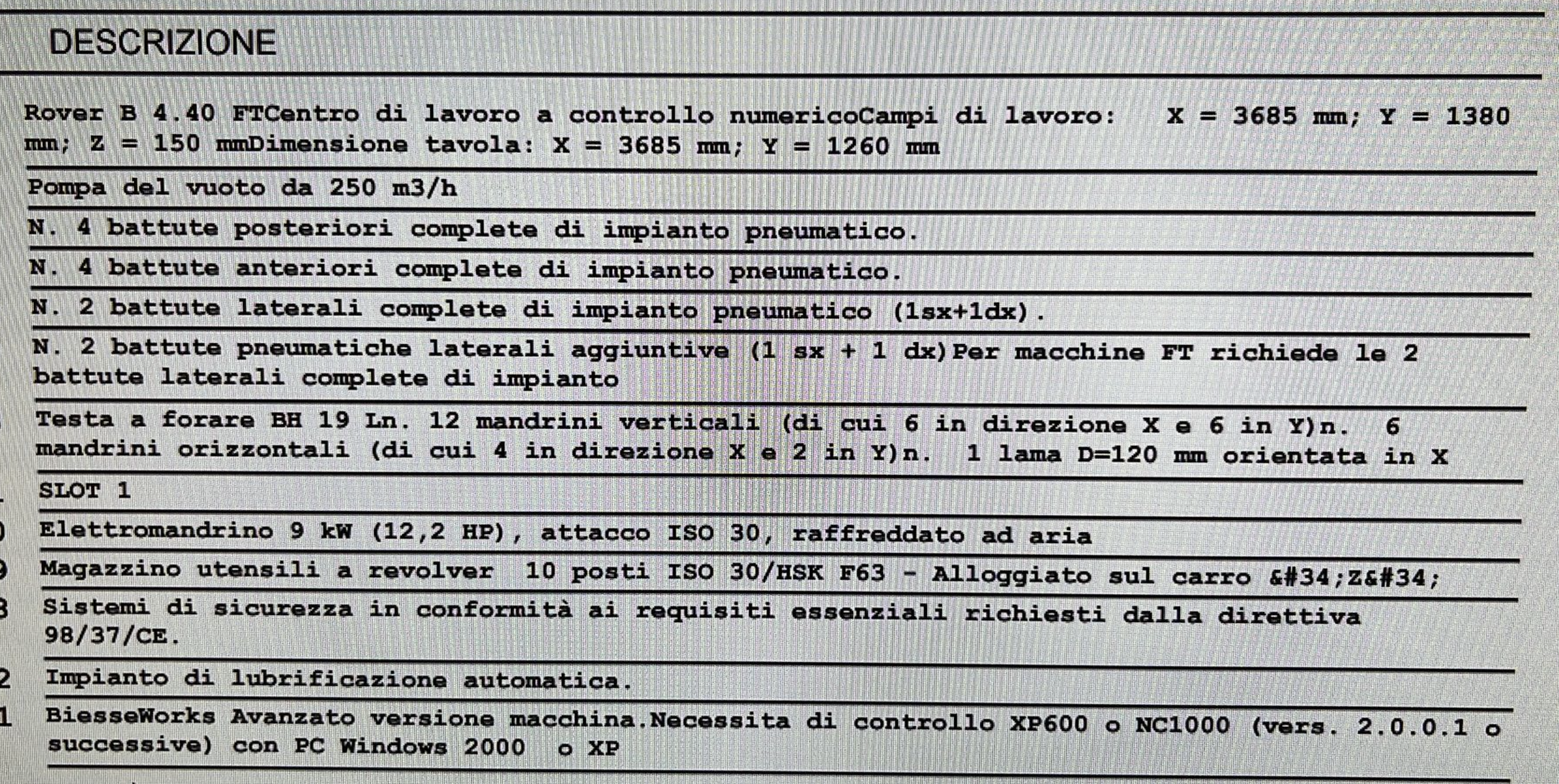 Usato 2005 BIESSE ROVER B 4.40 FT Centro di lavoro CNC 3 assi