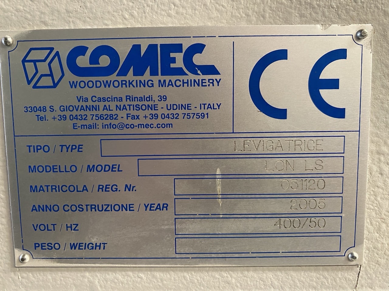 Usato 2005 Comec LON LS Levigatrice longitudinale