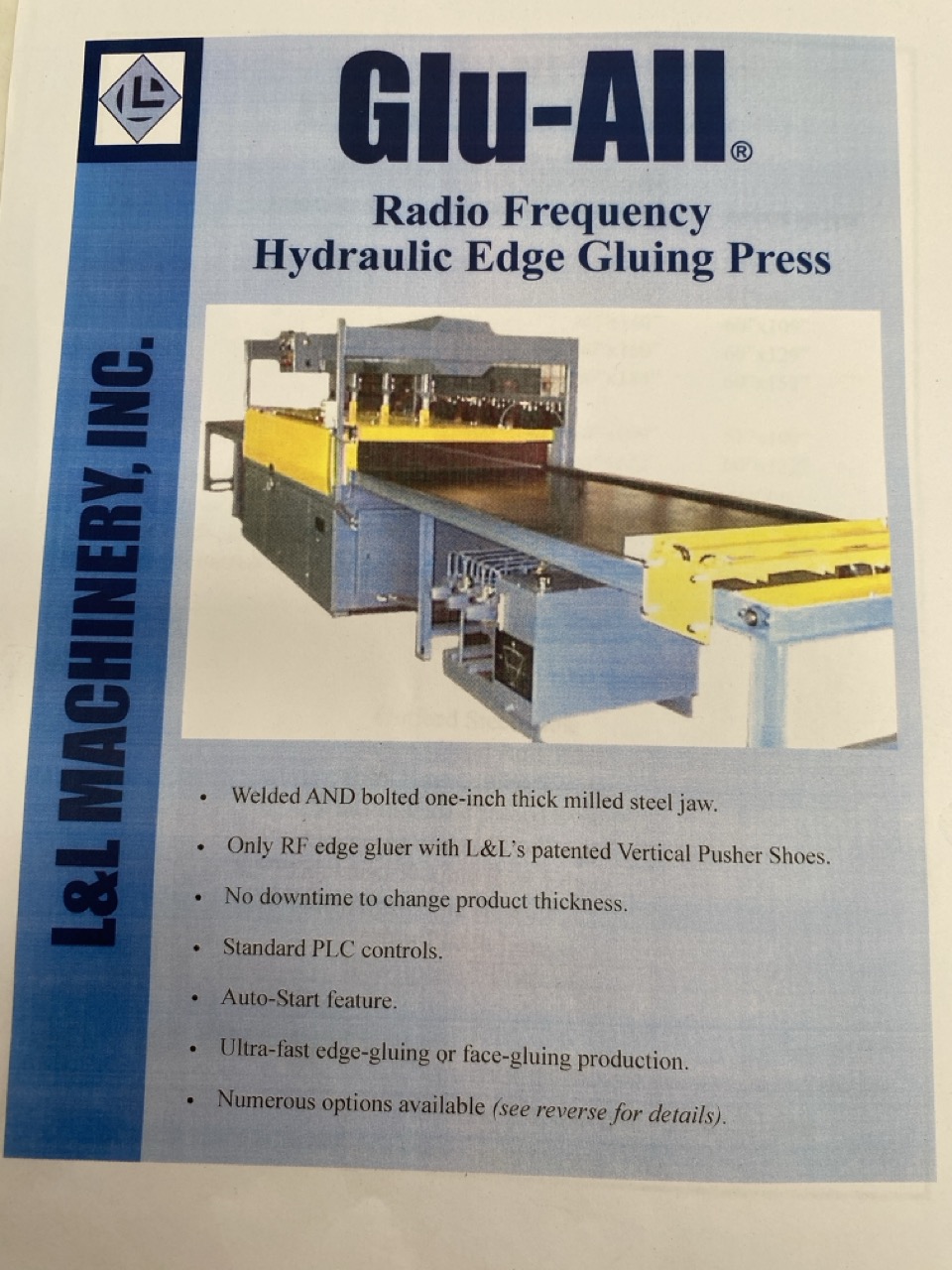 Usato L&L Machinery Inc GLU-ALL Pressa per listellare ad alta frequenza, piano mm. 2700x1300