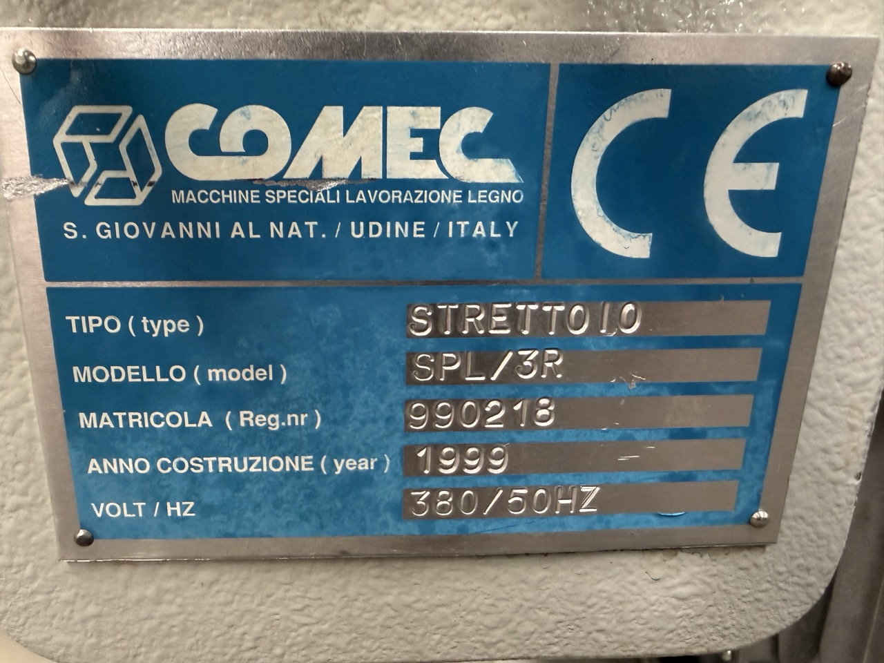 Usato 1999 Comec SPL3/R Strettoio idraulico "a libro", con piani inclinabili