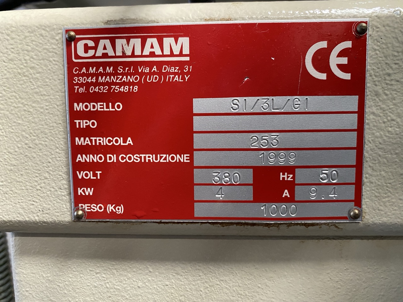 Usato 1999 Camam SI/3L/G1 Strettoio idraulico a due banchi registrabili a libro, per il montaggio di schienali di sedia o simili