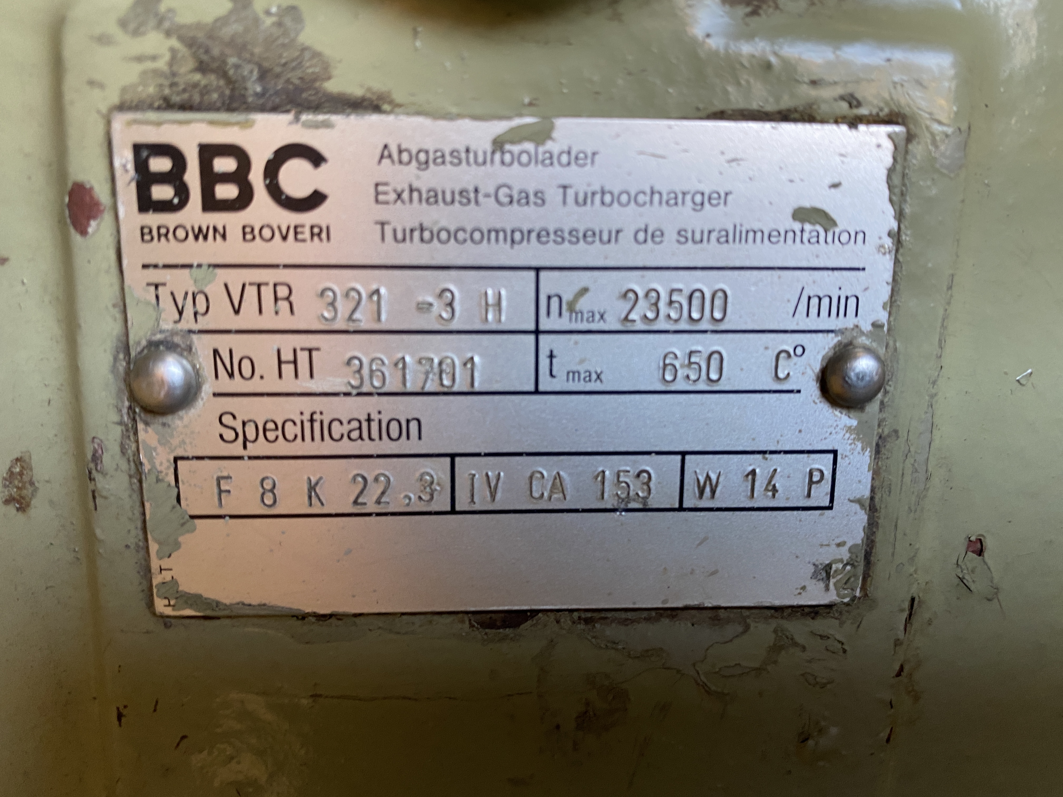 BBC VTR 321-3H TURBOCHARGER NEW UNUSED