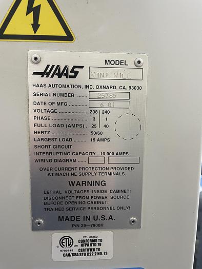 Used 2001 HAAS Mini Mill CNC Vertical Machining Center