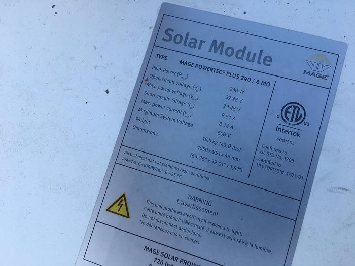 Used 2010 240 WATT MAGE POWERTEC PLUS 240/ 6 MO