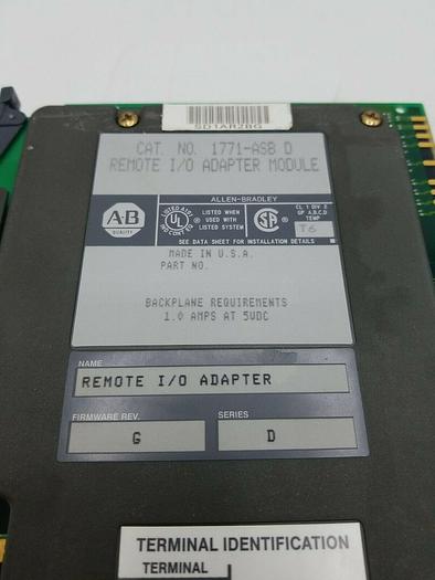 Used Allen Bradley 1771-ASB D Remote I/O Module Rev. G Ser D
