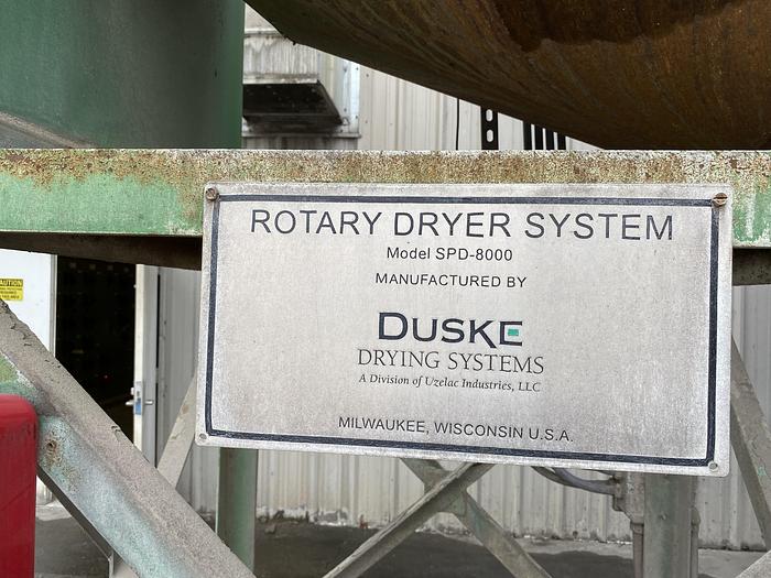 Used Used Duske Model SPD-8000 Carbon Steel Rotary Dryer System