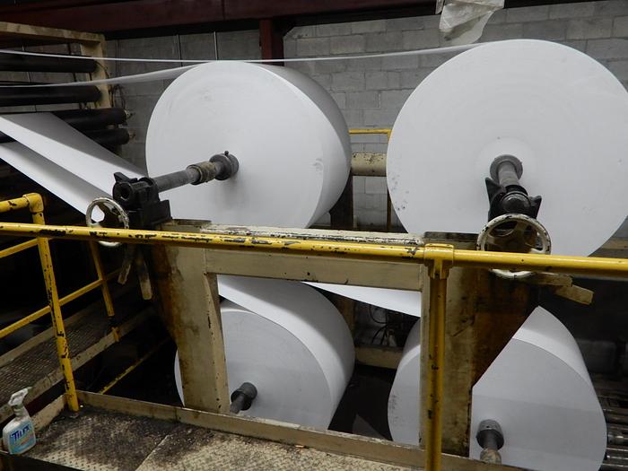 Used 88" (2.23M)  CLARK AIKEN SINGLE ROTARY SHEETER 4 UNWINDS AND STACKER