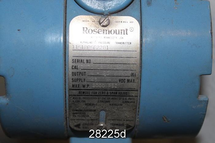 Used Rosemount Differential Pressure Transmiter, 1151DP5E22B1 #28225